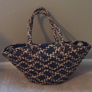 J Crew straw beach tote bag